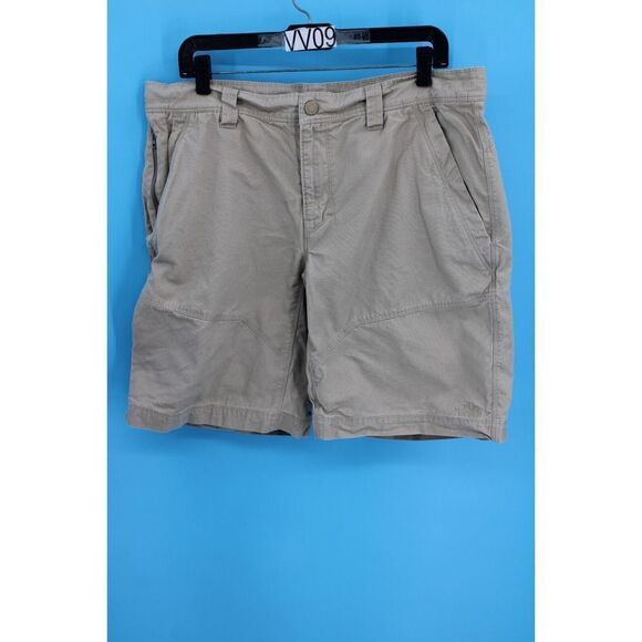 THE NORTH FACE KHAKI COTTON MENS LARGE CARGO SHORTS SNAP ZIP MESH 38/10 7 POCKET - Picture 1 of 9